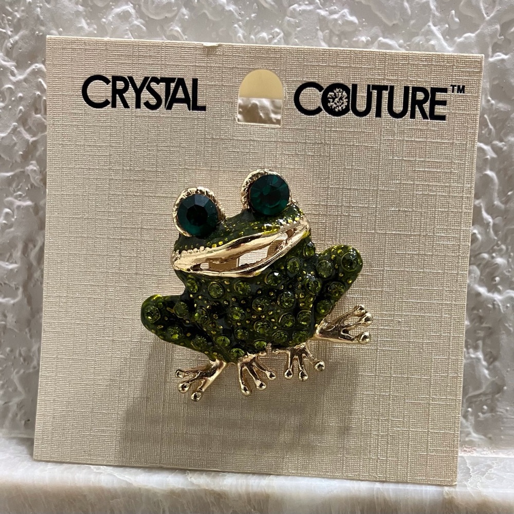 CRYSTAL COUTURE FROG BROOCH COAT PIN